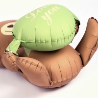 Шар фольгированный 42" &laquo;Медвежонок с зелёным сердцем&raquo;, матовый, цвет шоколадный, под воздух