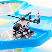 Парковка &laquo;Городская полиция&raquo;, с металлическими машинами и вертолётом