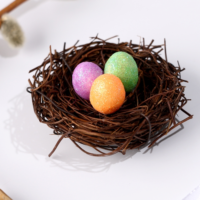 Пасхальный декор "Гнездо + 3 яйца"