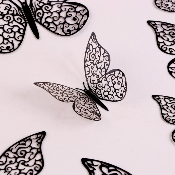 Набор топперов «Бабочки», 12 штук, цвет чёрный Набор топперов «Бабочки», 12 штук, цвет чёрный