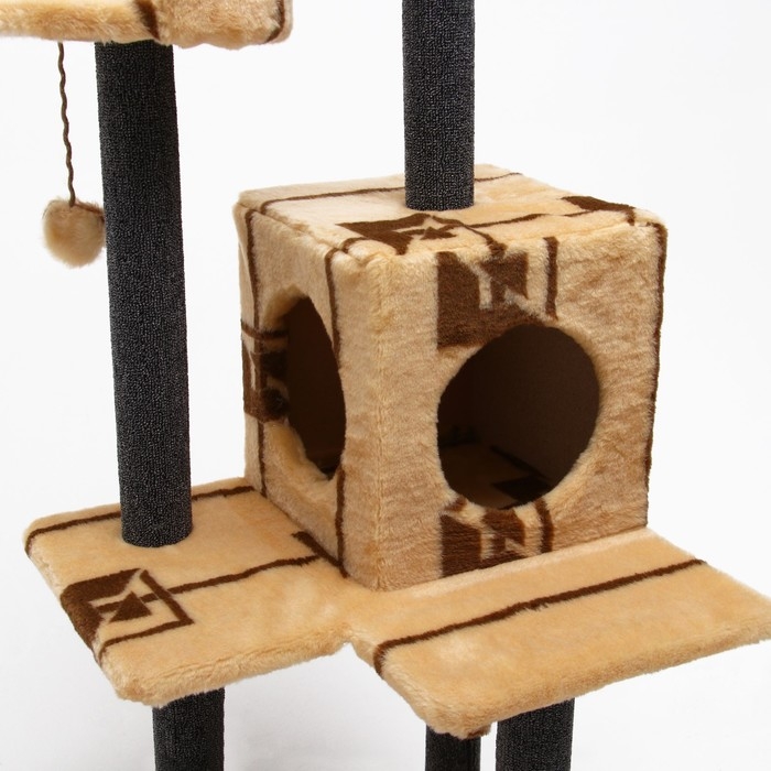 Комплекс для кошек с когтеточкой Комплекс для кошек с когтеточкой "Лестница", 56 х 52 х 140 см, ковролин, микс цветов