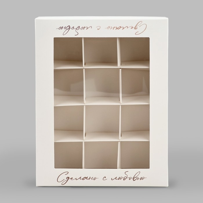 Коробка складная под 12 конфет &laquo;Ручная работа&raquo;, 14,4 х 18,4 х 3,8 см