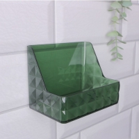 Органайзер для хранения &laquo;GREEN&raquo;, навесной, 1 секция, с клеевой основой, 11,8 &times; 7,8 &times; 9 см, цвет полупрозрачный/зелёный