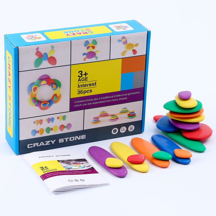 Развивающий набор &laquo;Камешки&raquo;, 24 &times; 19,5 &times; 6 см, 36 камешков + книга с заданиями