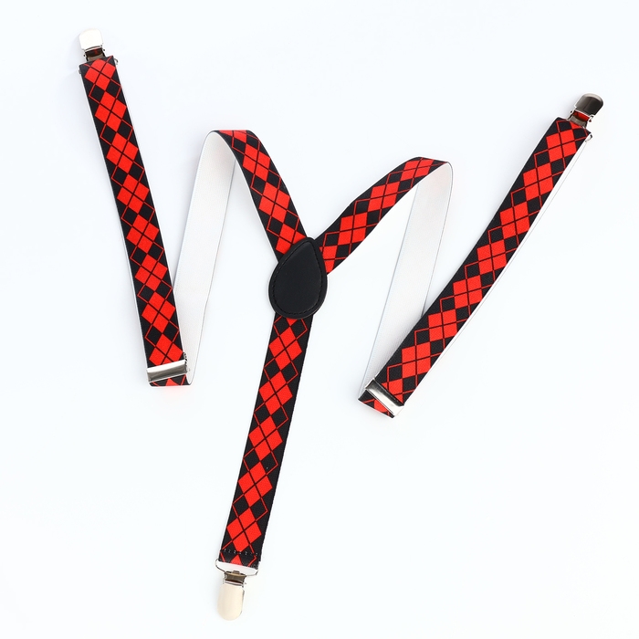 Подтяжки взрослые, ширина 2,5 см, цвет чёрный/красный Подтяжки взрослые, ширина 2,5 см, цвет чёрный/красный