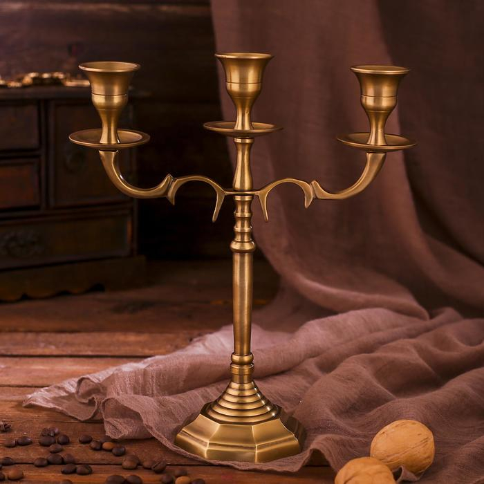 Подсвечник латунь на 3 свечки Подсвечник латунь на 3 свечки "Мечта" 8,5х21х24,5 см