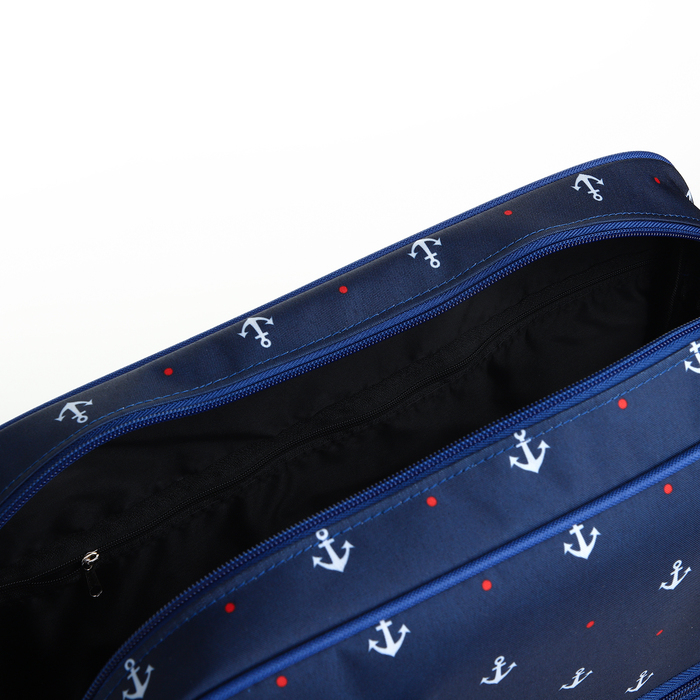 Сумка дорожная на молнии, 3 наружных кармана, длинный ремень, цвет синий Сумка дорожная на молнии, 3 наружных кармана, длинный ремень, цвет синий