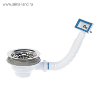 Выпуск Aquant, 3 1/2" х 40 мм, с металлической решеткой d=115 мм, с прямоугольным переливом Выпуск Aquant, 3 1/2" х 40 мм, с металлической решеткой d=115 мм, с прямоугольным переливом