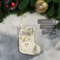 Носок для подарков "Дед Мороз, поталь" 11х16 см, золото Носок для подарков "Дед Мороз, поталь" 11х16 см, золото