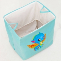 Корзина для хранения игрушкек с затяжкой на веревке, 40 х 50 х 48 см, голубая