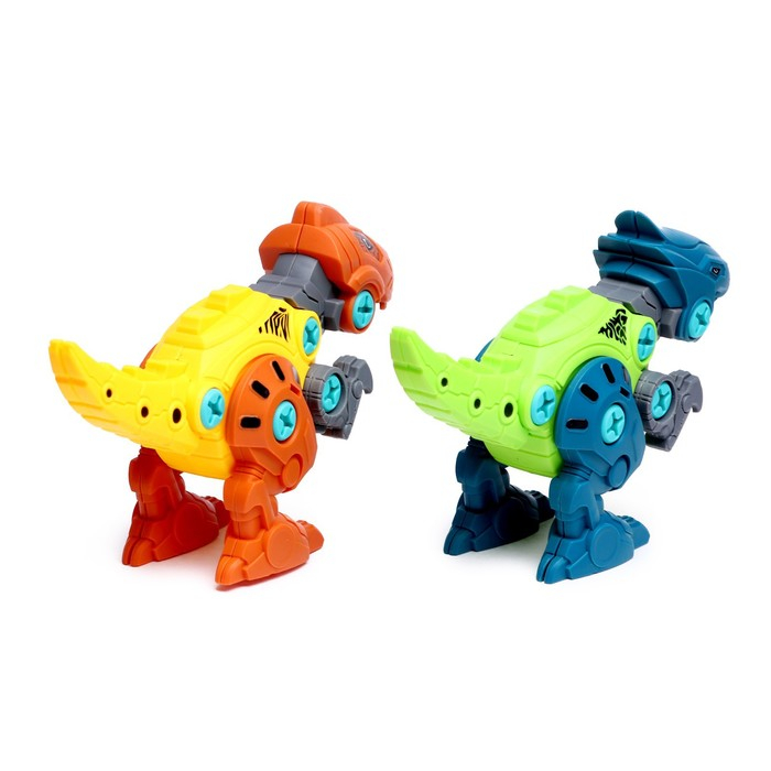 Конструктор винтовой &laquo;Мир динозавров&raquo;, набор 4 штуки, 2 отвёртки 4 карточки, 100 деталей