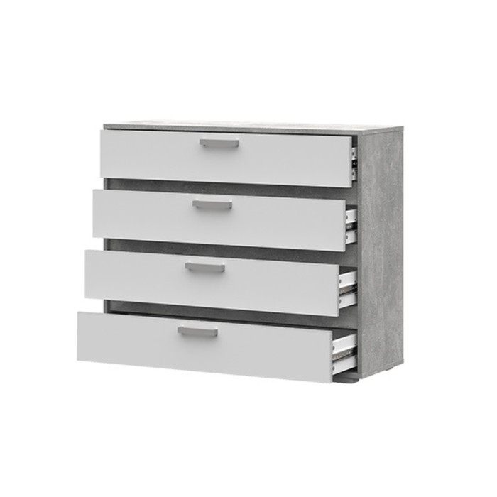 Комод Денвер 4 ящика, 995х354х836, Белый/Ателье светлый Комод Денвер 4 ящика, 995х354х836, Белый/Ателье светлый