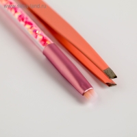 Подарочный набор для макияжа бровей &laquo;Милая альпака&raquo;, пинцет, кисть для макияжа, зеркало, трафарет, BEAUTY FOX