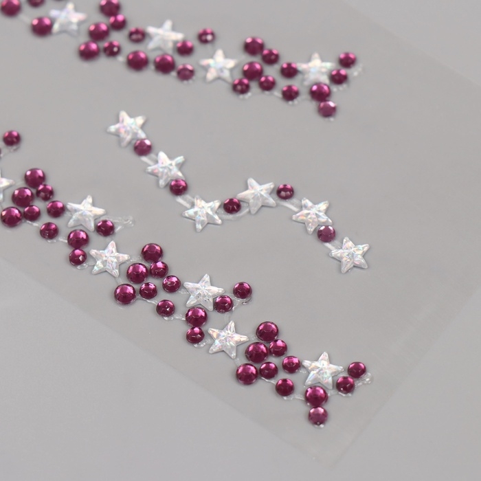 Наклейка пластик стразы "Чокер из звёзд" фиолетовый 11,6х18 см