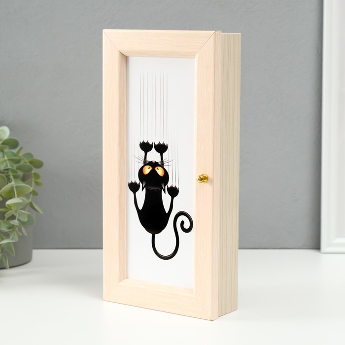 Ключница "Кот" 14х29 см молочный дуб