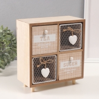 Шкатулка дерево 4 ящика "Комодик с сердечками" 10х20х23 см Шкатулка дерево 4 ящика "Комодик с сердечками" 10х20х23 см