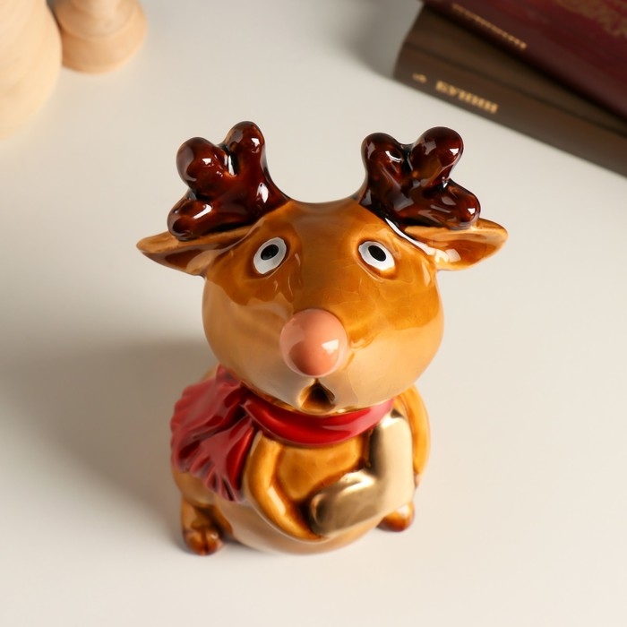 Сувенир керамика Сувенир керамика "Поющий лосёнок в красном шарфе" 8,5х9,5х14,5 см