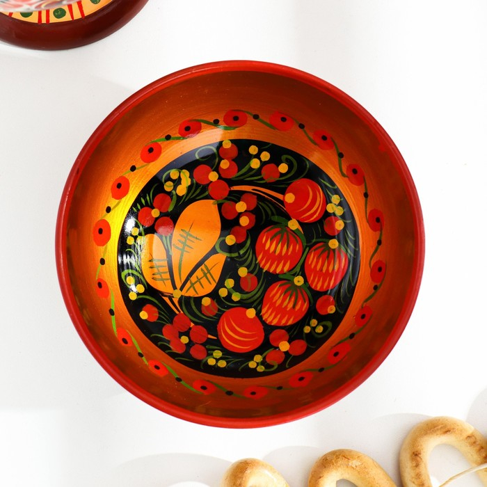 Салатник, средний, 14×7,5 см, хохлома Салатник, средний, 14×7,5 см, хохлома