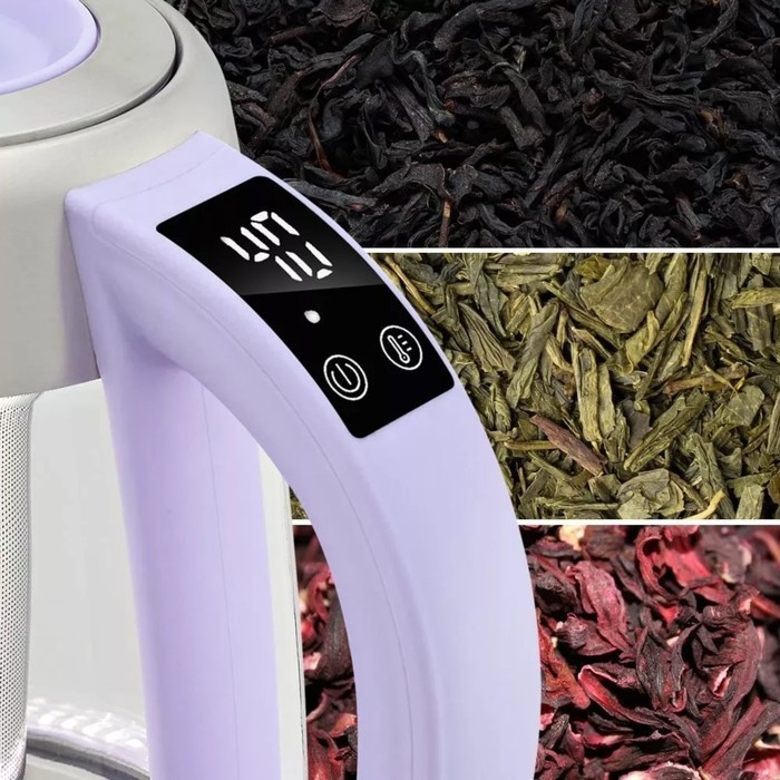 Чайник электрический Kitfort KT-6624, стекло, 1.7 л, 2200 Вт, фиолетовый Чайник электрический Kitfort KT-6624, стекло, 1.7 л, 2200 Вт, фиолетовый