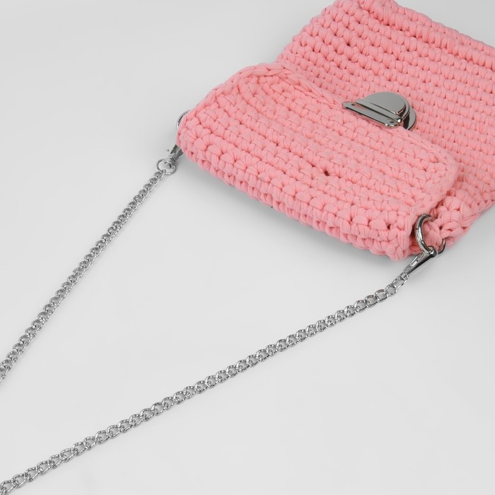 Цепочка для сумки, с карабинами, алюминиевая, 7 &times; 10 мм, 120 см, огранённая, цвет серебряный