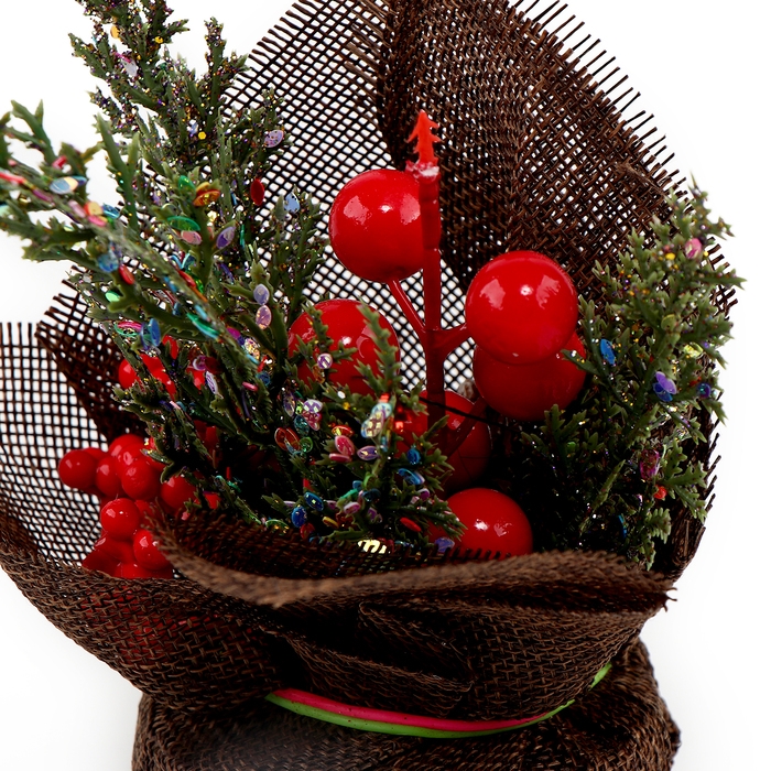 Новогодняя композиция &laquo;Веточки с рябиной и шишками&raquo; 12 &times; 12 &times; 18 см