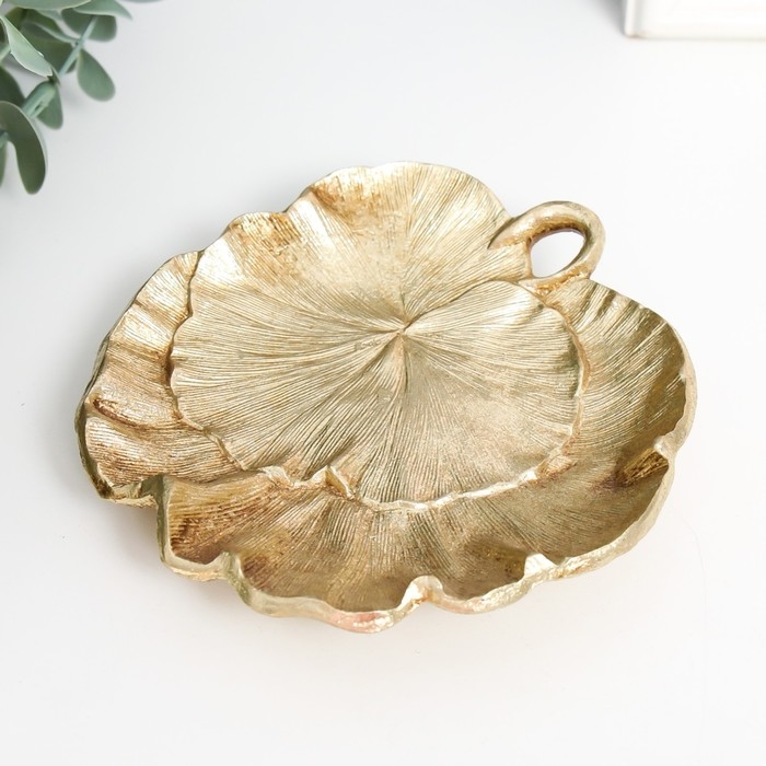 Тарелка декоративная полистоун Тарелка декоративная полистоун "Листья" золото 1,5х13х12 см