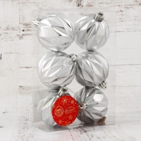 Ёлочные игрушки, шары новогодние , пластик, набор d-6 см, 6 шт "Иллюзия" серебро Ёлочные игрушки, шары новогодние , пластик, набор d-6 см, 6 шт "Иллюзия" серебро