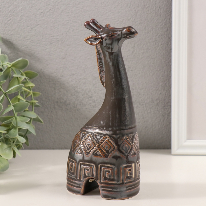 Сувенир керамика Сувенир керамика "Жираф. Этнические узоры" коричневый 8х5х18,5 см