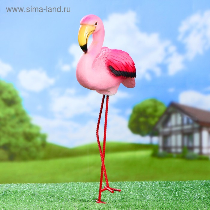 Садовая фигура Садовая фигура "Розовый фламинго" 23х14х49см