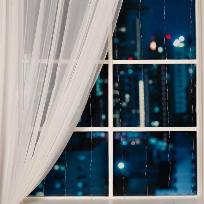 Гирлянда &laquo;Занавес&raquo; 1.6 &times; 1.6 м роса, IP20, серебристая нить, 160 LED, свечение мульти, 8 режимов, 220 В