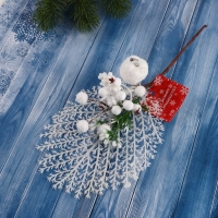 Декор "Зимнее очарование" яблоко ягоды кружево в белом, 22 см