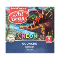 Гуашь 9 цветов по 20 мл, ErichKrause ArtBerry, неоновая, люминесцентный эффект, в картонной упаковке Гуашь 9 цветов по 20 мл, ErichKrause ArtBerry, неоновая, люминесцентный эффект, в картонной упаковке