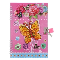 Записная книжка подарочная на замочке, А5, 50 листов, линия, "Бабочка", МИКС Записная книжка подарочная на замочке, А5, 50 листов, линия, "Бабочка", МИКС