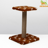 Когтеточка "Полка" с подставкой, 30 х 30 х 40 см, джут,  коричневая с лапками