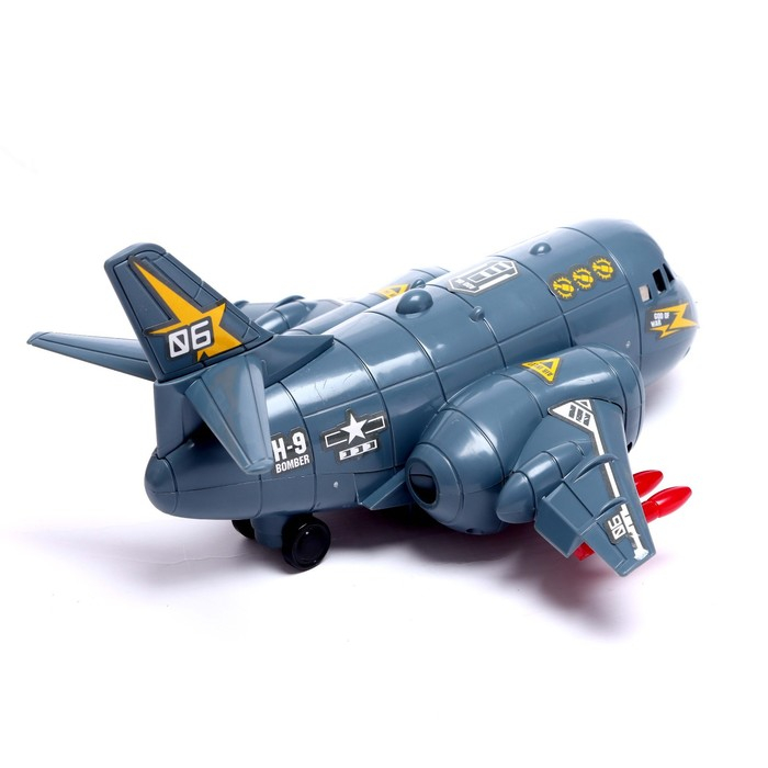 Самолет «Транспортный», работает от батареек, световые и звуковые эффекты, цвет серый Самолет «Транспортный», работает от батареек, световые и звуковые эффекты, цвет серый