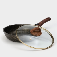 Сковорода Granit ultra black-gold, d=24 см, антипригарное покрытие, стеклянная крышка, съёмная ручка Сковорода Granit ultra black-gold, d=24 см, антипригарное покрытие, стеклянная крышка, съёмная ручка