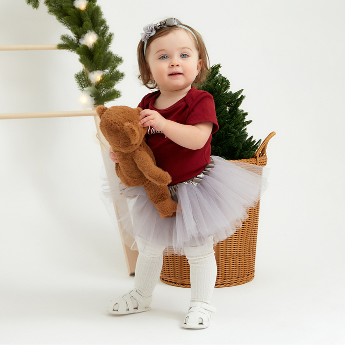 Набор Крошка Я «Цветочек» юбка и повязка на голову 3-18 мес, серый Набор Крошка Я «Цветочек» юбка и повязка на голову 3-18 мес, серый