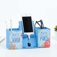 Органайзер для канцелярии с подставкой под телефон "Век живи, век учись" 23х7х14 см Органайзер для канцелярии с подставкой под телефон "Век живи, век учись" 23х7х14 см