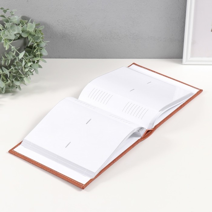 Фотоальбом на 200 фото 10х15 см кожзам "Цветочная текстура" бумажные листы коричневый 5х23х22 см   1