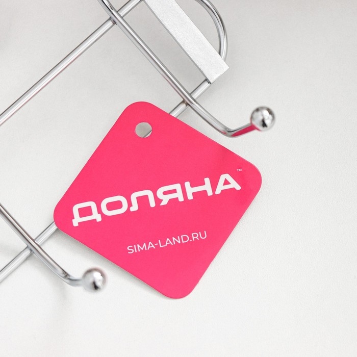 Вешалка на дверь на 4 двойных крючка Доляна &laquo;Блеск&raquo;, 31&times;15&times;11 см, цвет хром