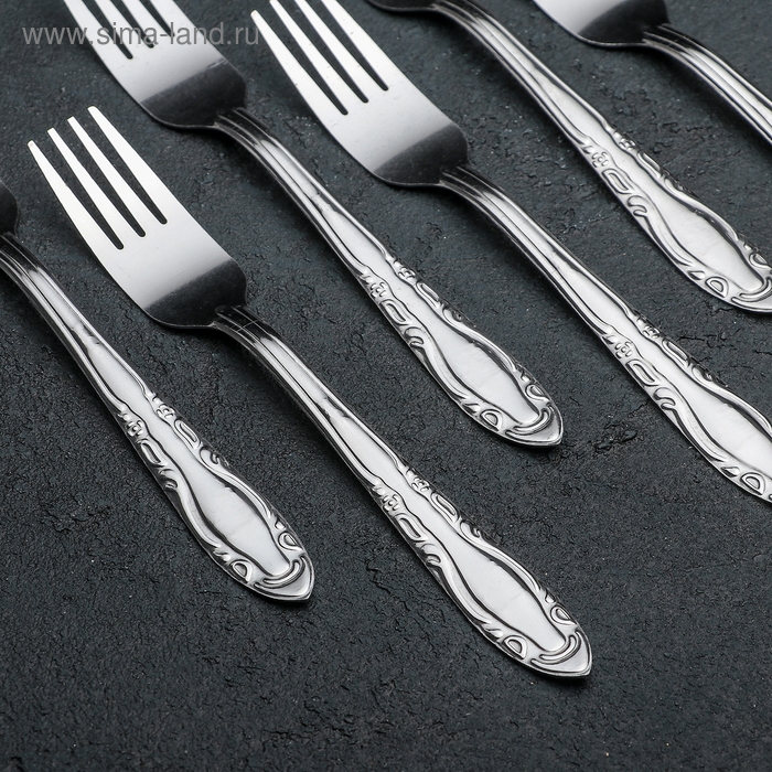 Набор столовых вилок «Общепит», h=19 см, толщина 0,7 мм, 6 шт, цвет серебряный Набор столовых вилок «Общепит», h=19 см, толщина 0,7 мм, 6 шт, цвет серебряный