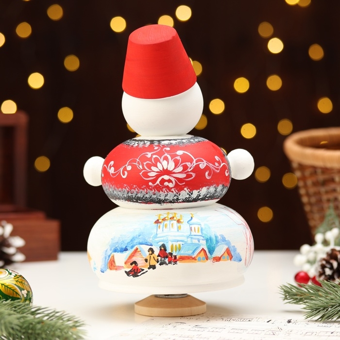 Сувенир музыкальный "Снеговик", красный