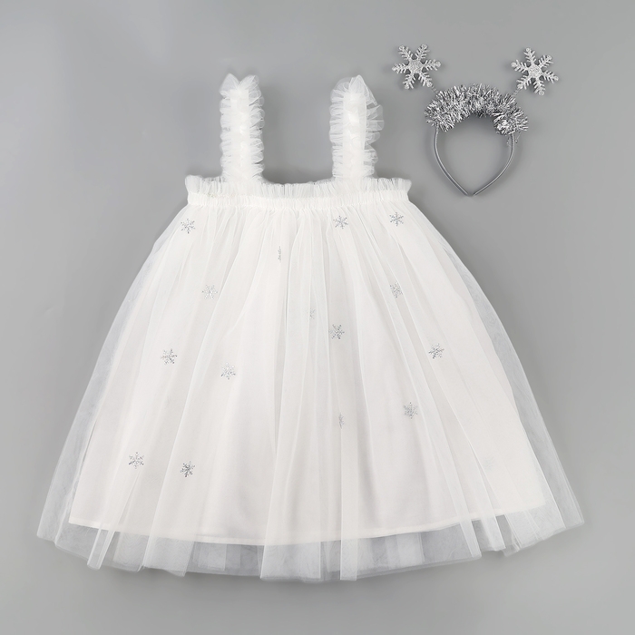 Карнавальный набор &laquo;Яркая снежинка&raquo;, платье, ободок, рост 116-122 см