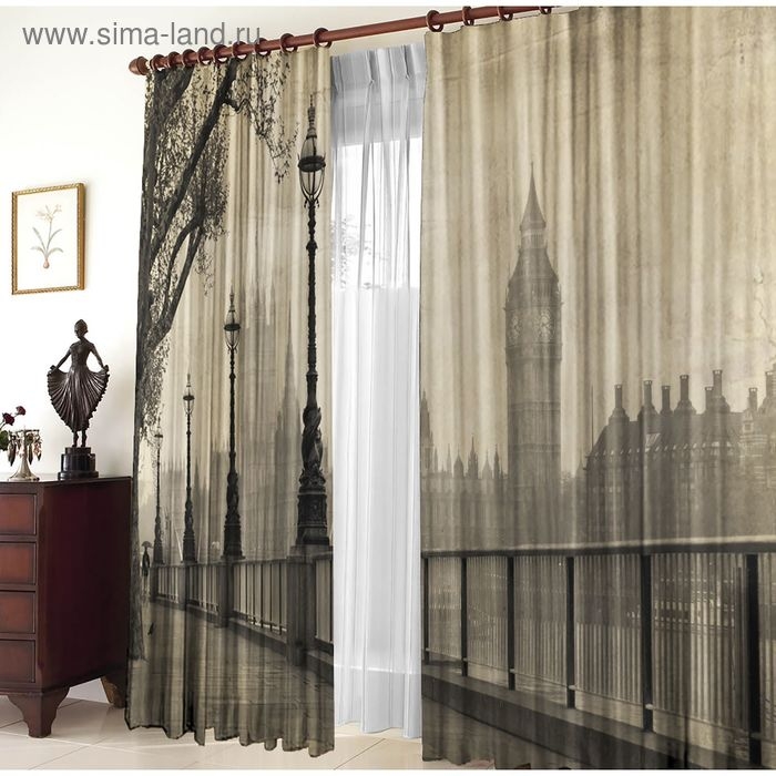 Комплект штор Улицы Лондона 150х270&plusmn;10см, 2шт, габардин, п/э 100%