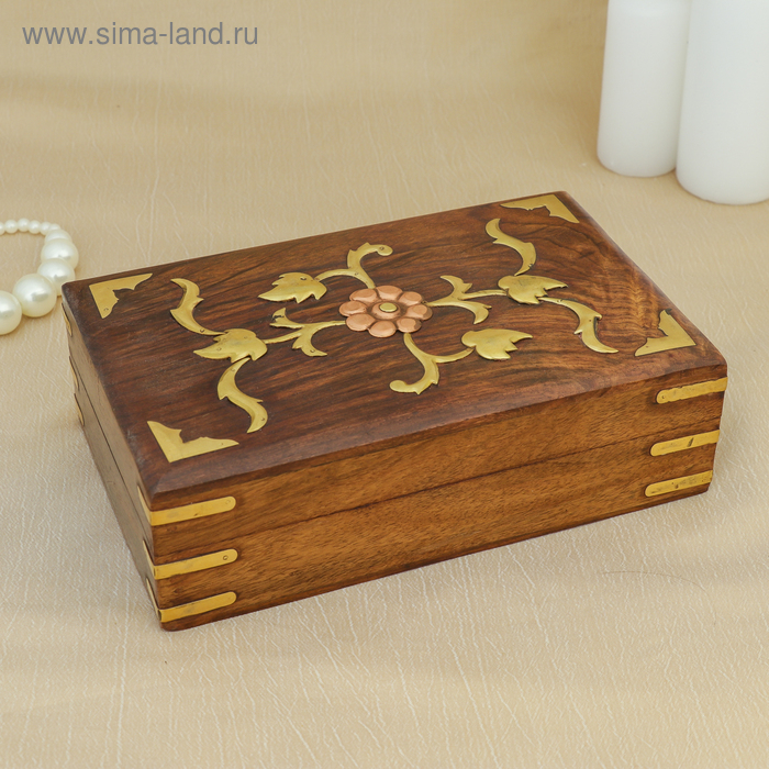 Шкатулка с орнаментом Шкатулка с орнаментом "Роза ветров" дерево 5,3х13х20 см