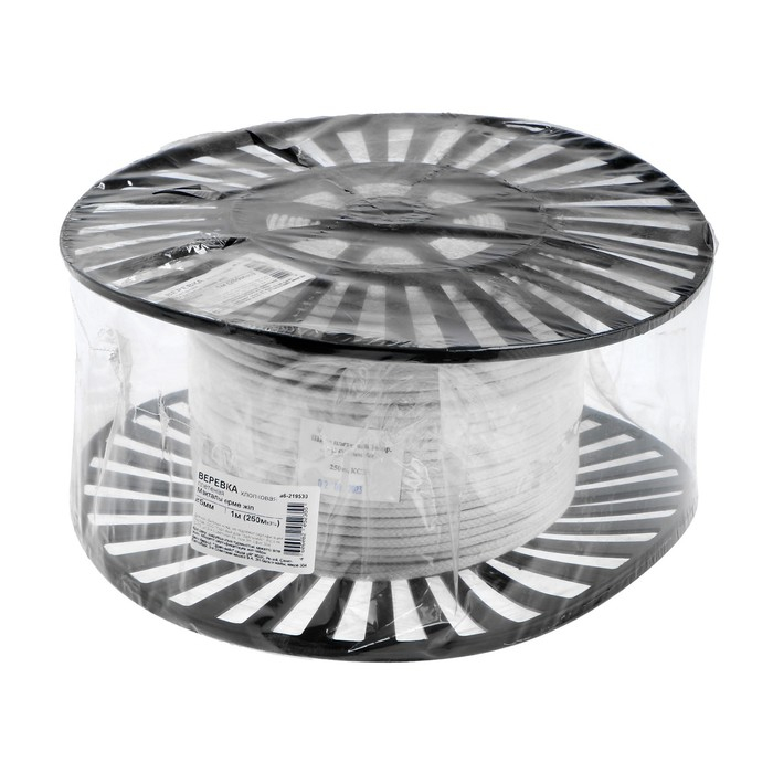 Веревка хлопковая плетеная 5.0 мм, 250 м, без покрытия Веревка хлопковая плетеная 5.0 мм, 250 м, без покрытия