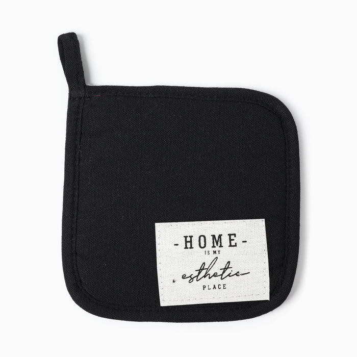 Прихватка Этель Прихватка Этель "HOME", цвет чёрный, 16х16 см, 50%хл, 50%лен
