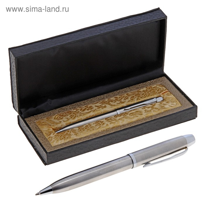 Ручка подарочная, шариковая Ручка подарочная, шариковая "Стиль" в кожзам футляре, серебристый