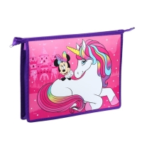 Папка для тетрадей А4, на молнии, пластик, Минни Маус и Единорог Папка для тетрадей А4, на молнии, пластик, Минни Маус и Единорог