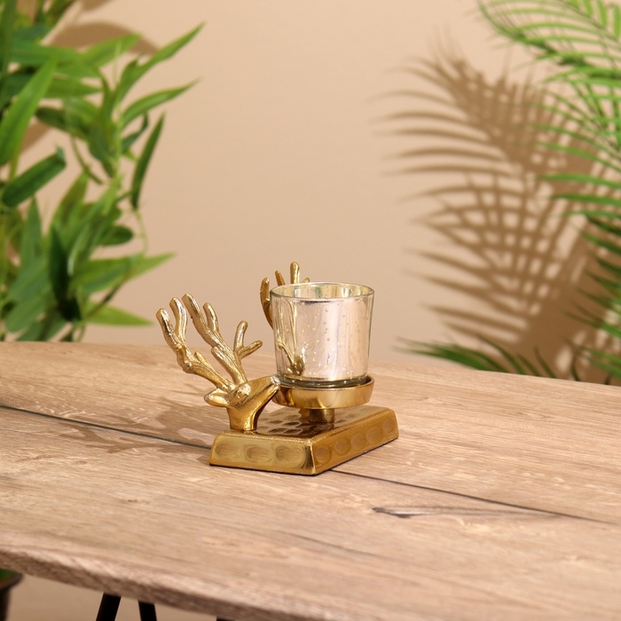Подсвечник Подсвечник "Олени" алюминий 17х11х10 см